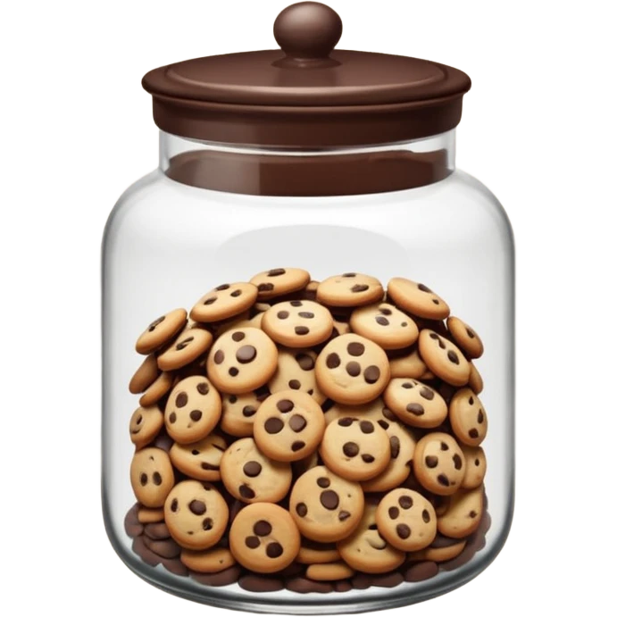 Glass cookie jar filled with chocolate chips emoji