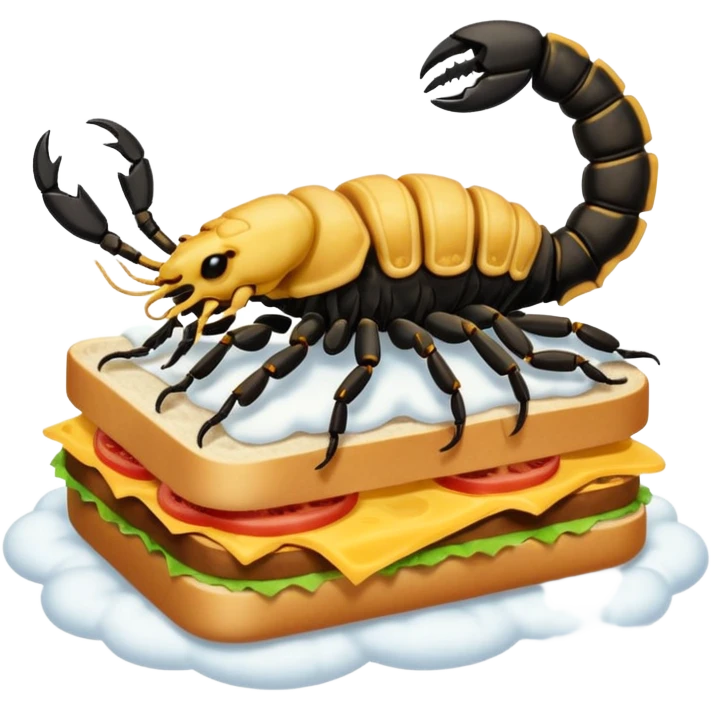 No a SCORPION sitting on top of a cloud and eating a sandwich emoji