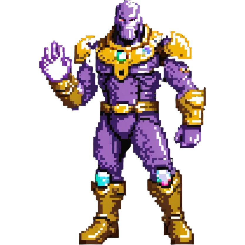 Thanos with infinity gauntlet in Squid Game setting making a power pose emoji