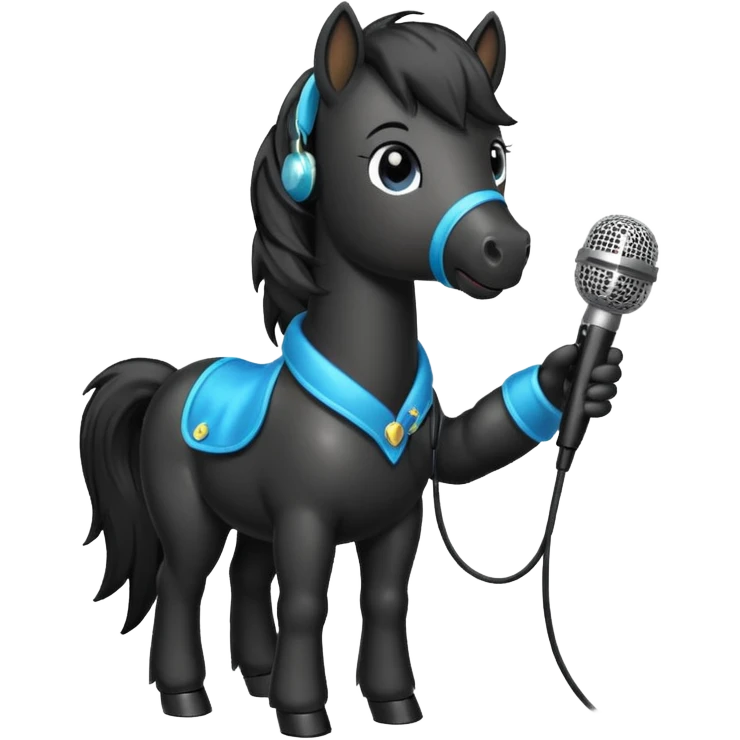 black pony with microphone emoji