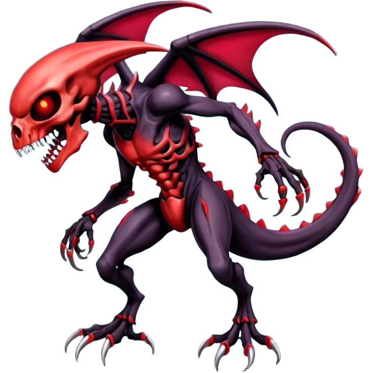 Shiny Futuristic Badass Demonic Spectral Dusky Spooky Skull-faced Cool Hot Stylish Handsome Alien-Salandit-Venom-Darkrai-Genesect-Fakémon-fusion (full body) emoji