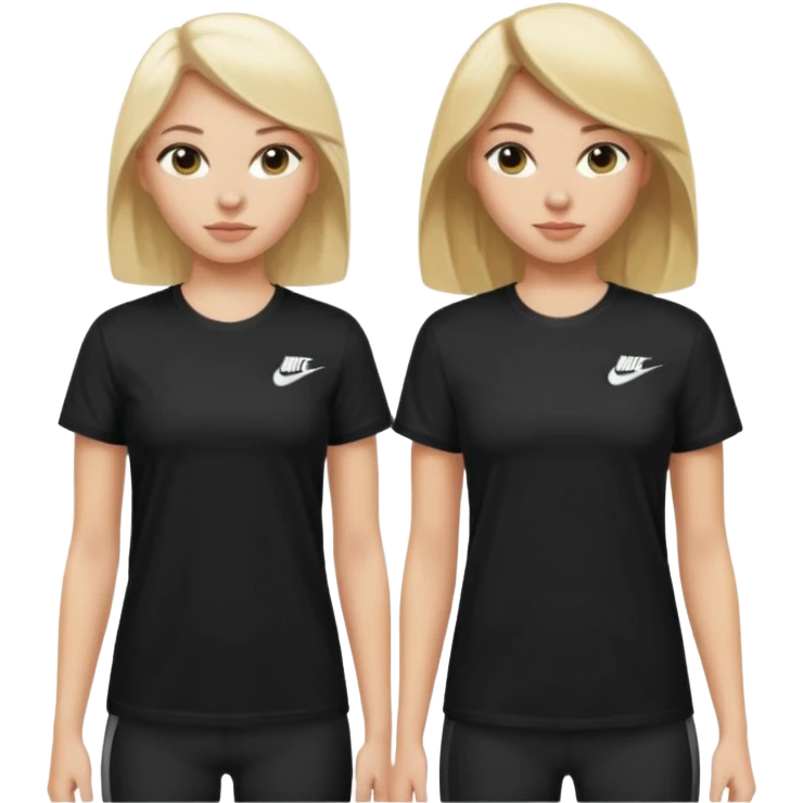 Deux filles une blonde et une brune les deux avec un t-shirt Nike noir emoji