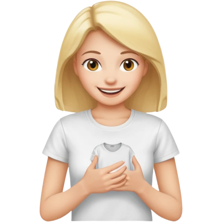 Emoji perempuan sedang membuka tshirt emoji