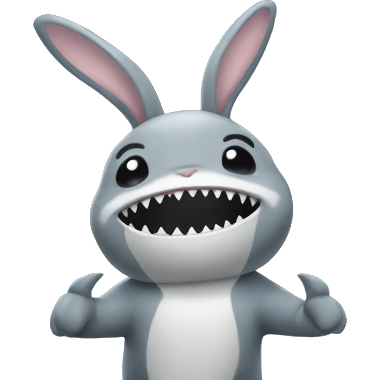 Bunny wearing shark costume emoji
