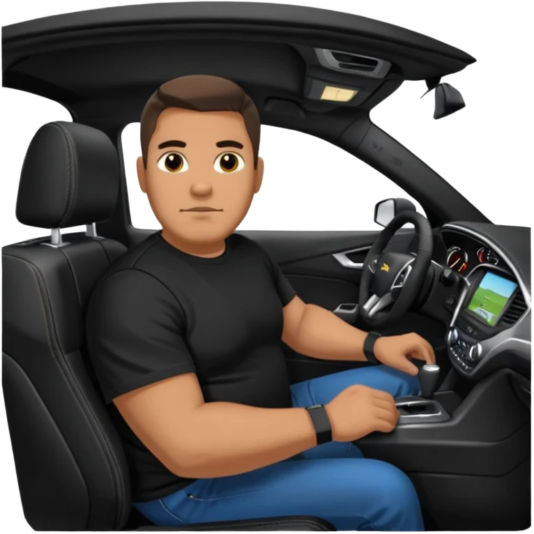 Large guy inside driver seat of a 2020 Camaro zl1  emoji