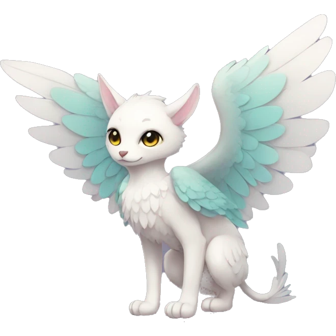 Anthro shy cute kawaii winged animal hybrid full body emoji