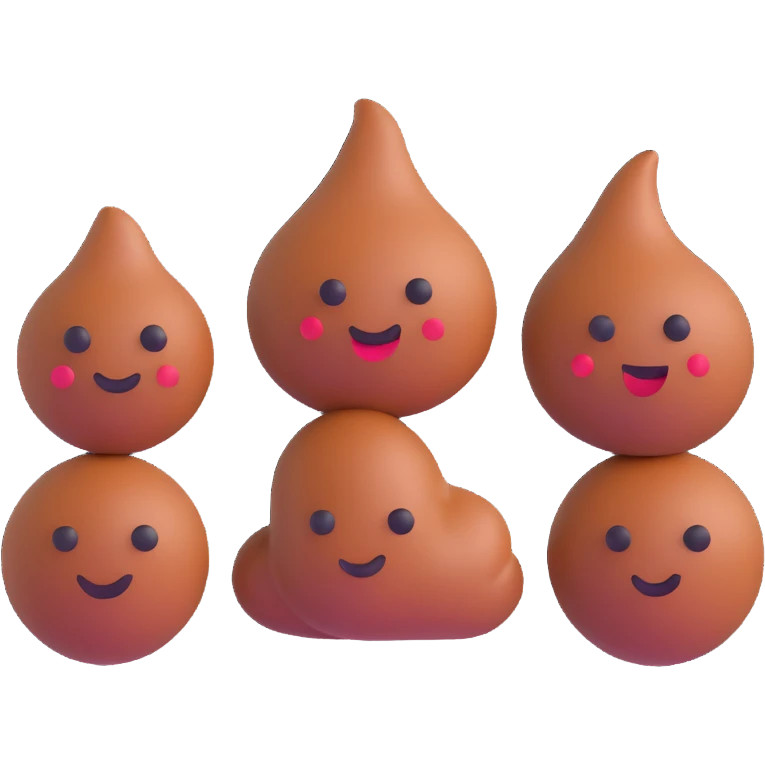 five dots logo in the style of misen.com, middle dot is a cartoon poop face, minimalist fun style emoji