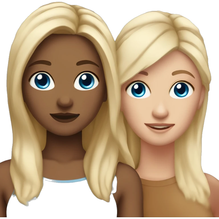 Two lesbians one with blonde hair and blue eyes the other with brown hair and hazel eyes  emoji