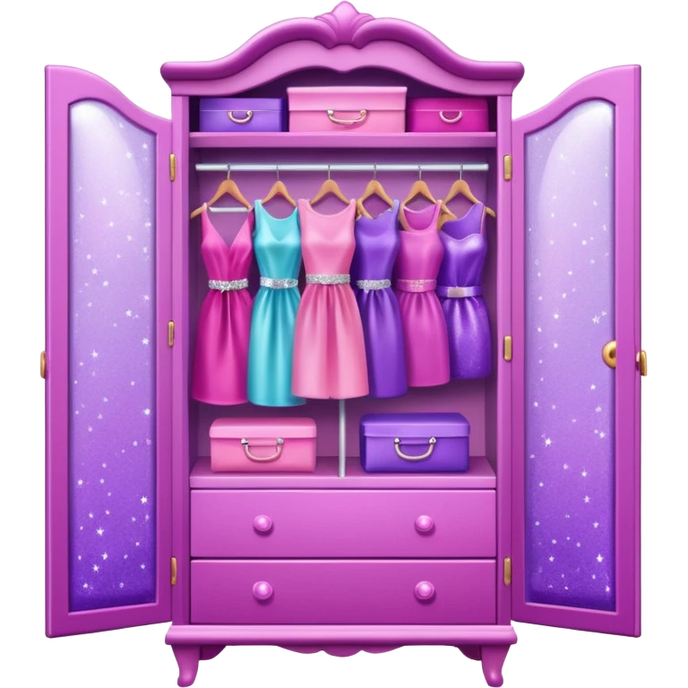 barbie wardrobe with glitter emoji