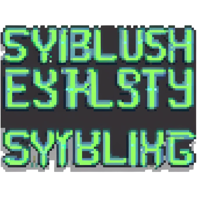 Text saying SYBILRUSH in pixelated style emoji