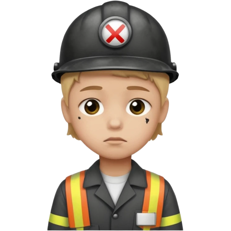 a child with a sad face works in a factory emoji