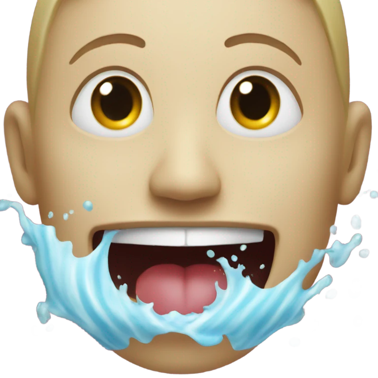 Face with toungue out with white water on face  emoji