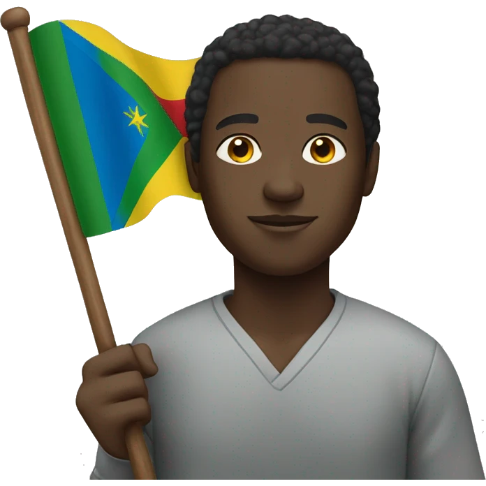 A black man holding the Ethiopia flag emoji