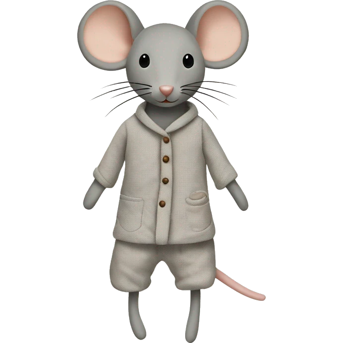 Grey maileg fabric mouse in pajamas emoji