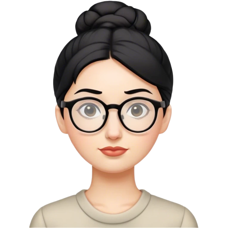 pale teacher with black hair in a updo bun, wearing glasses emoji