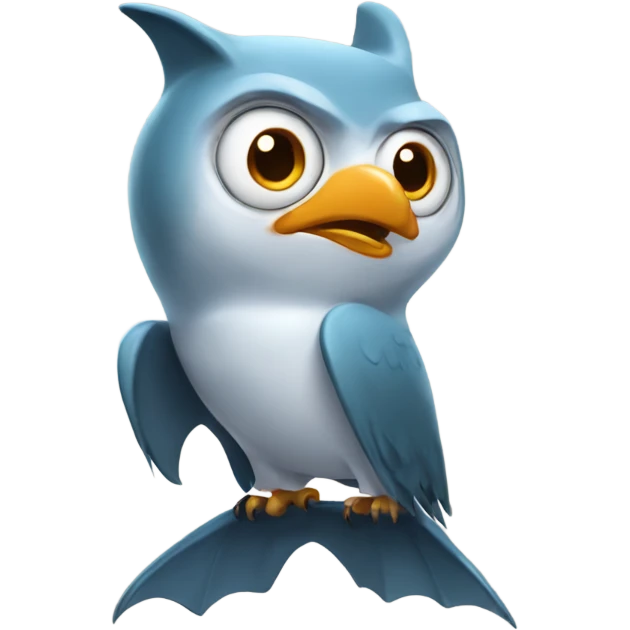 Owl with a shark hat emoji