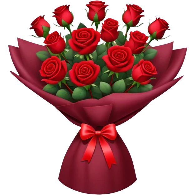 Bouquet of red roses in a burgundy package emoji