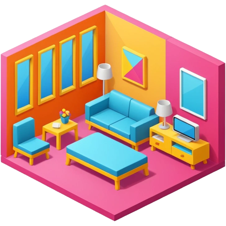 isometric room with furniture inside emoji