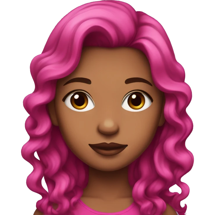 Pretty girl with tan skin, dark eye makeup, and long, magenta pink, wavy hair emoji