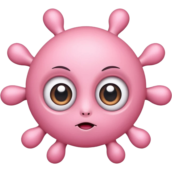cute pink virus with big eyes emoji
