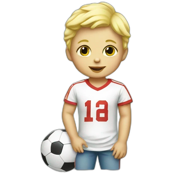 blond baby with a football t-shirt emoji