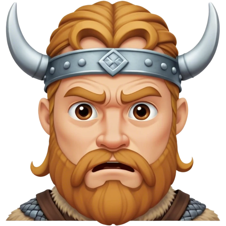 surprised viking face with furrowed brows, looking up with hand on chin. emoji