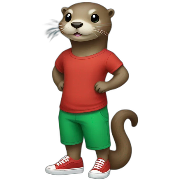 Otter with green t-shirt and red Vans emoji