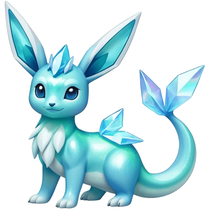 Shiny Exotic Colorful Ethereal Sparkly Glaceon-Lapras-Amaura-Aurorus-Fakémon-hybrid-creature (full body)  emoji