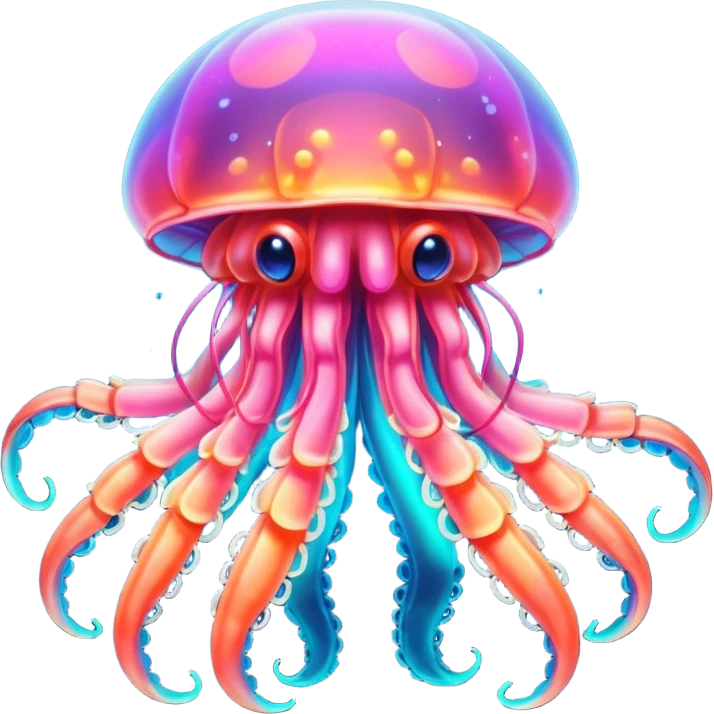 Neon glowing jellyfish-crab-squi emoji