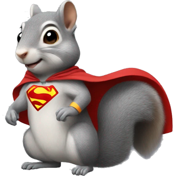 Grey squirrel with Superman cape  emoji