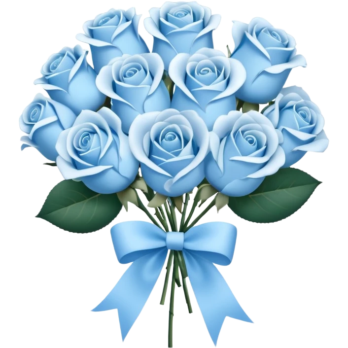 light blue rose bouquet tied with a ribbon emoji
