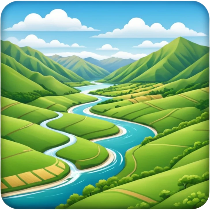 sunny new zealand summer valley with a river emoji
