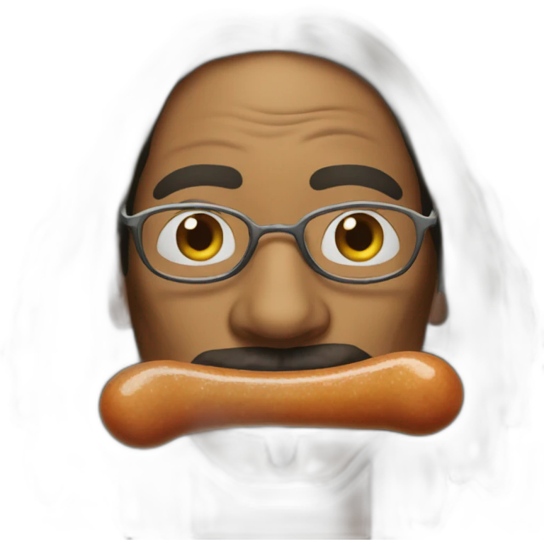 Snoop dogg with a sausage in his mouth emoji