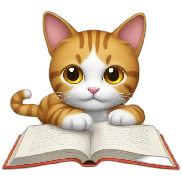 cat chilling with a book emoji