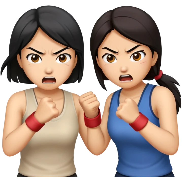 two asian women punching and attacking each other emoji