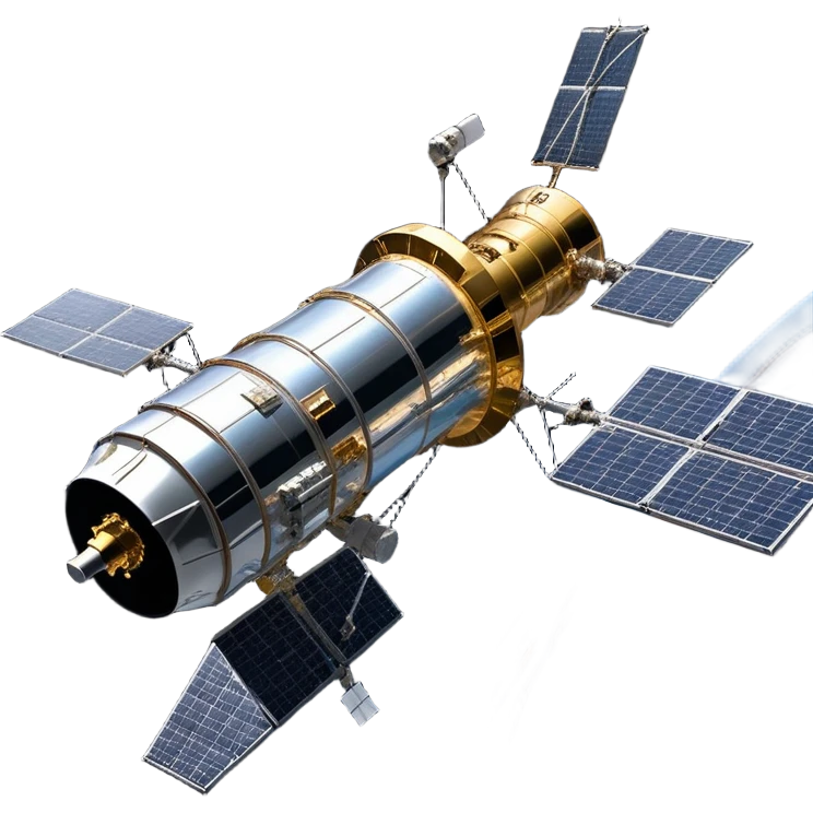 cinematic-realistic-hubble-space-telescope-emoji, an awe-inspiring, ultra-detailed depiction of the Hubble Space Telescope floating in space, its large, reflective metallic surface gleaming against the backdrop of the infinite blackness. The telescope's vast solar panels extend outwards, catching the light from distant stars, while its intricate, cylindrical body showcases advanced, precise engineering. The telescope's large, hexagonal lens is pointed towards the cosmos, surrounded by mechanical components, wires, and sensors. The detailed textures of the telescope’s metallic exterior, the shiny reflective coating, and the intricate grid-like solar panels are sharply contrasted against the void of space, with distant stars and nebulae faintly visible in the background, adding to the sense of scale and technological marvel; rendered with extreme realism and attention to detail. emoji