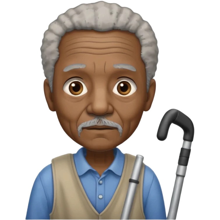 Old black man with crutches emoji
