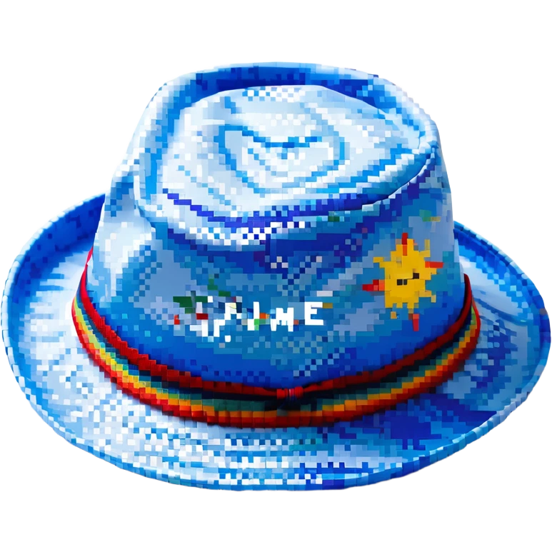 Синяя панамка с разноцветной надписью SPACEME и шнурком, no background emoji