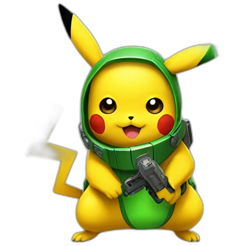 pikachu with green raygun emoji