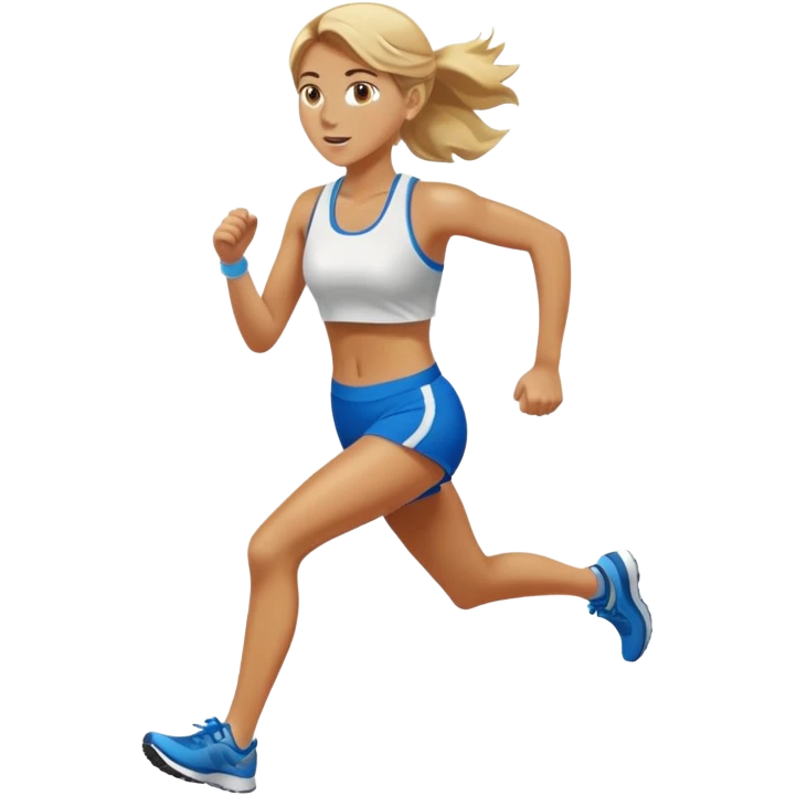 Young woman blonde brown hair running marathon emoji