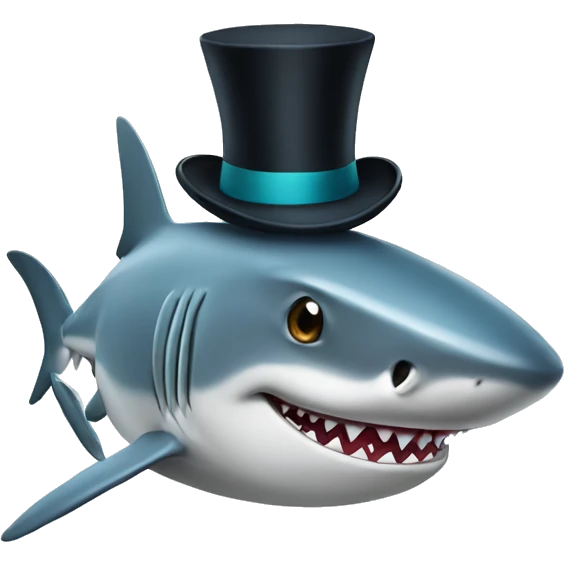 Shark with a top hat emoji