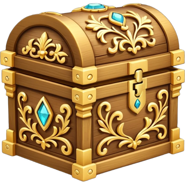 treasure box, Gold jewelary. emoji