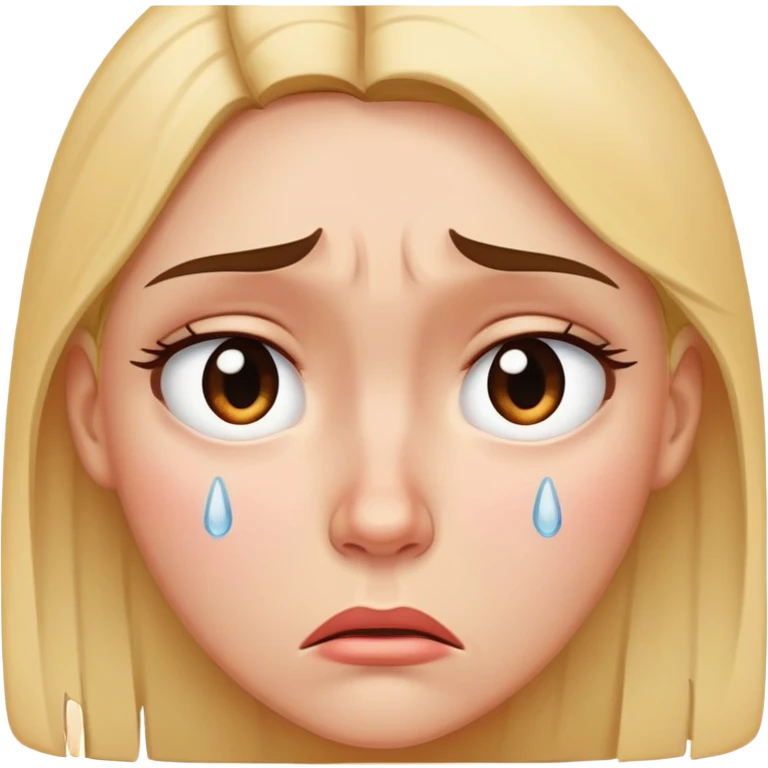 Female face looking upset and distraught, tears in eyes, frowning deeply emoji
