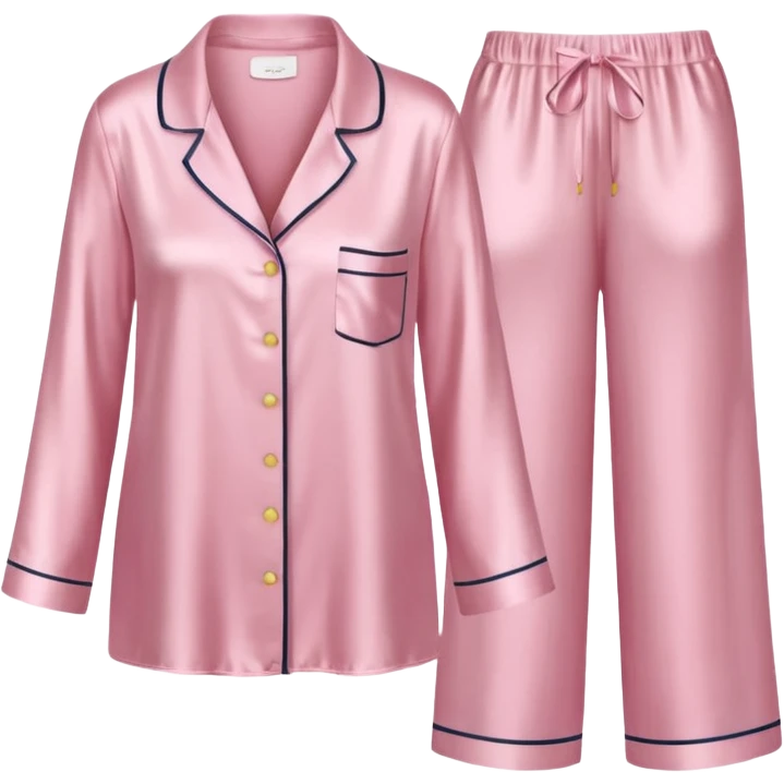 Light pink silk pyjamas set emoji