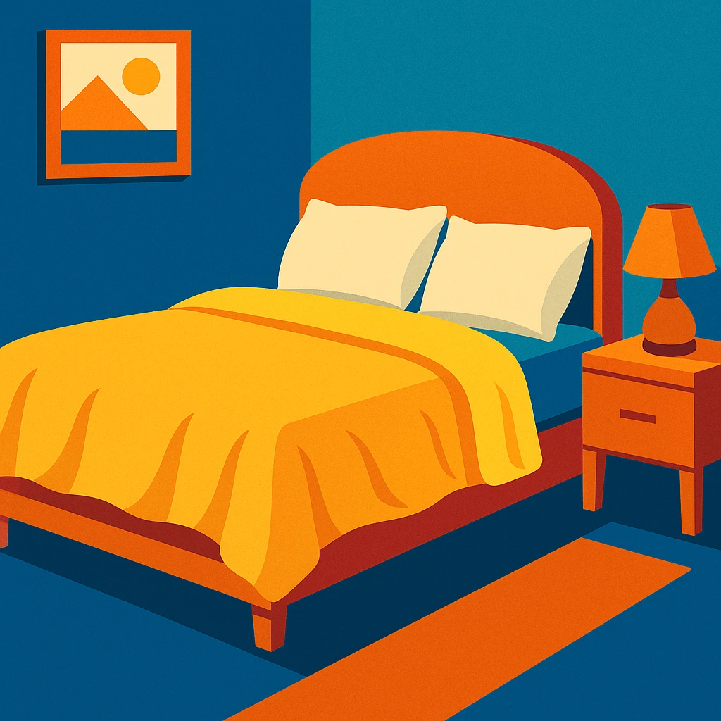 a bed, soft and inviting, modern illustration style emoji
