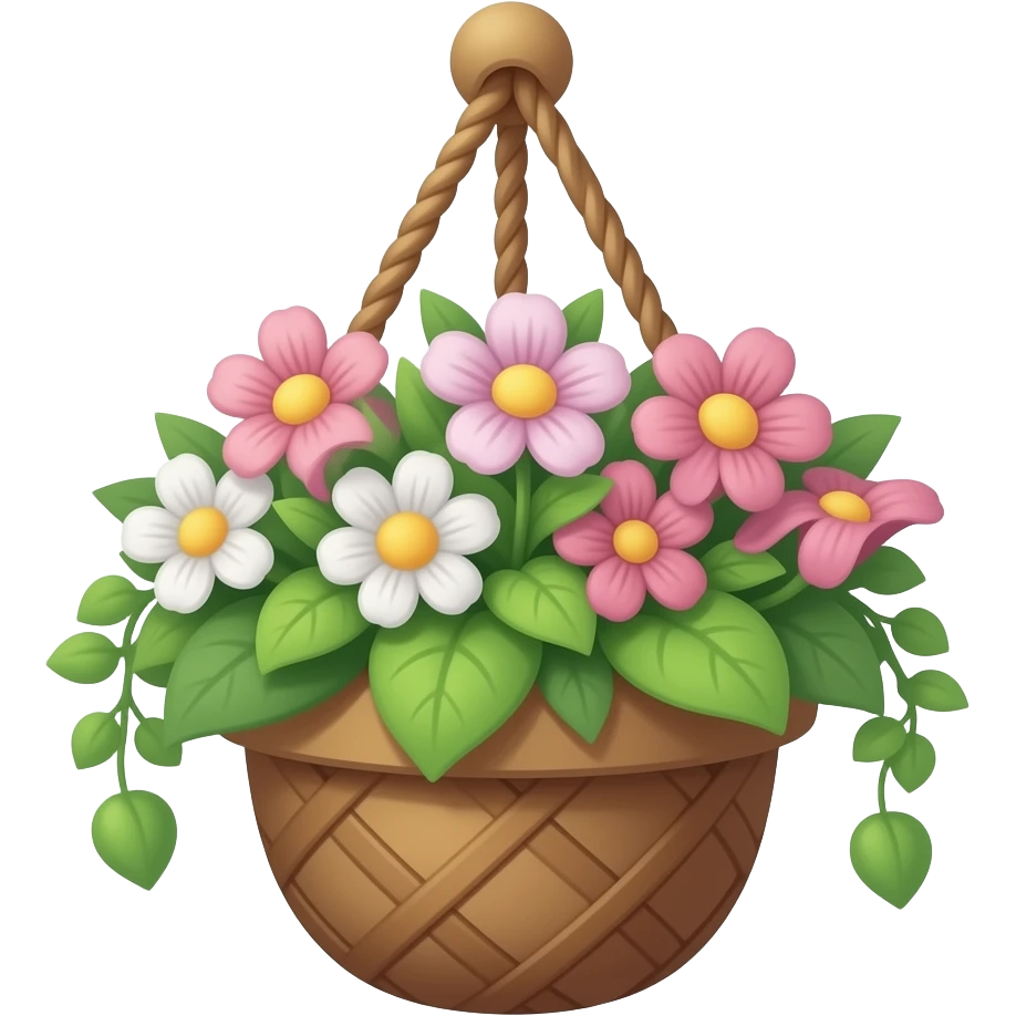 Black flower hanging basket emoji