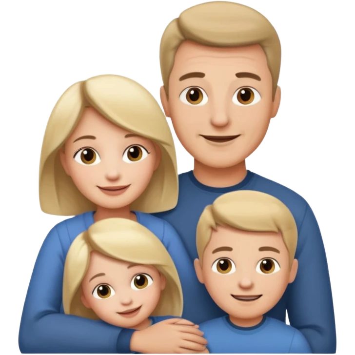 family emoji with mom holding daughter, dad holding son, all smiling emoji