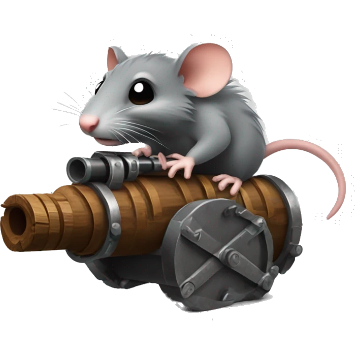 Rat with a 6 barrel minigun made of wood and metal  emoji