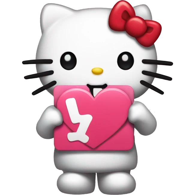 hello kitty with a sign that says i love you emoji