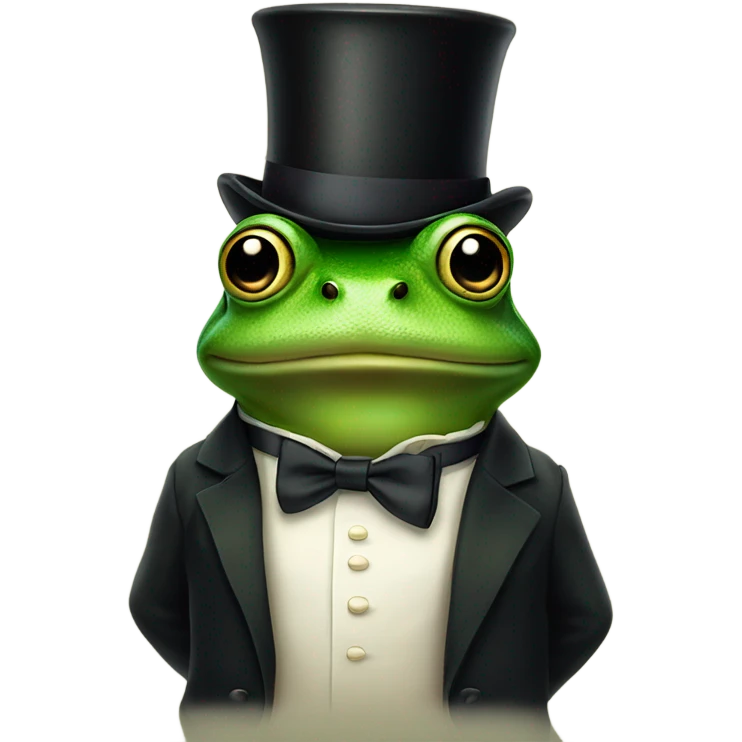 Frog wearing only a top hat and bow tie standing on two legs emoji